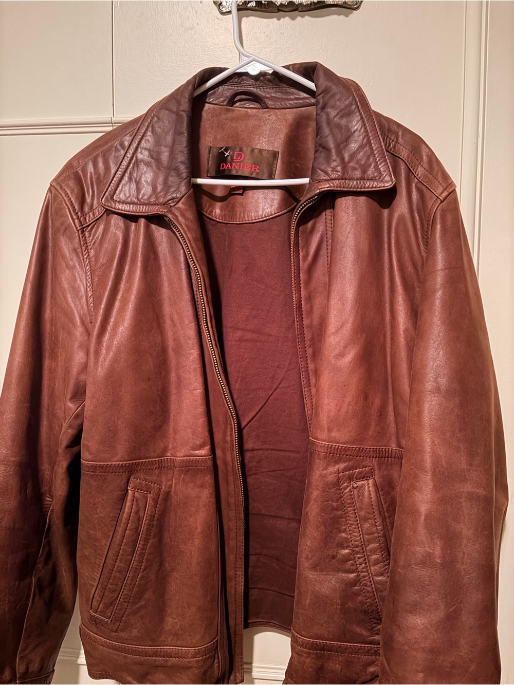 Danier Men's Brown Leather Zip Jacket